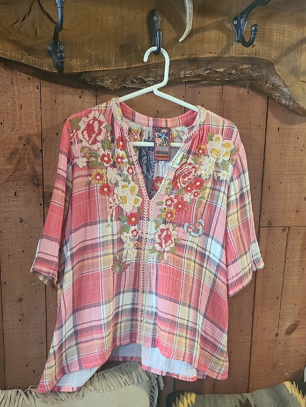 Johnny Was Plaid Summer Top